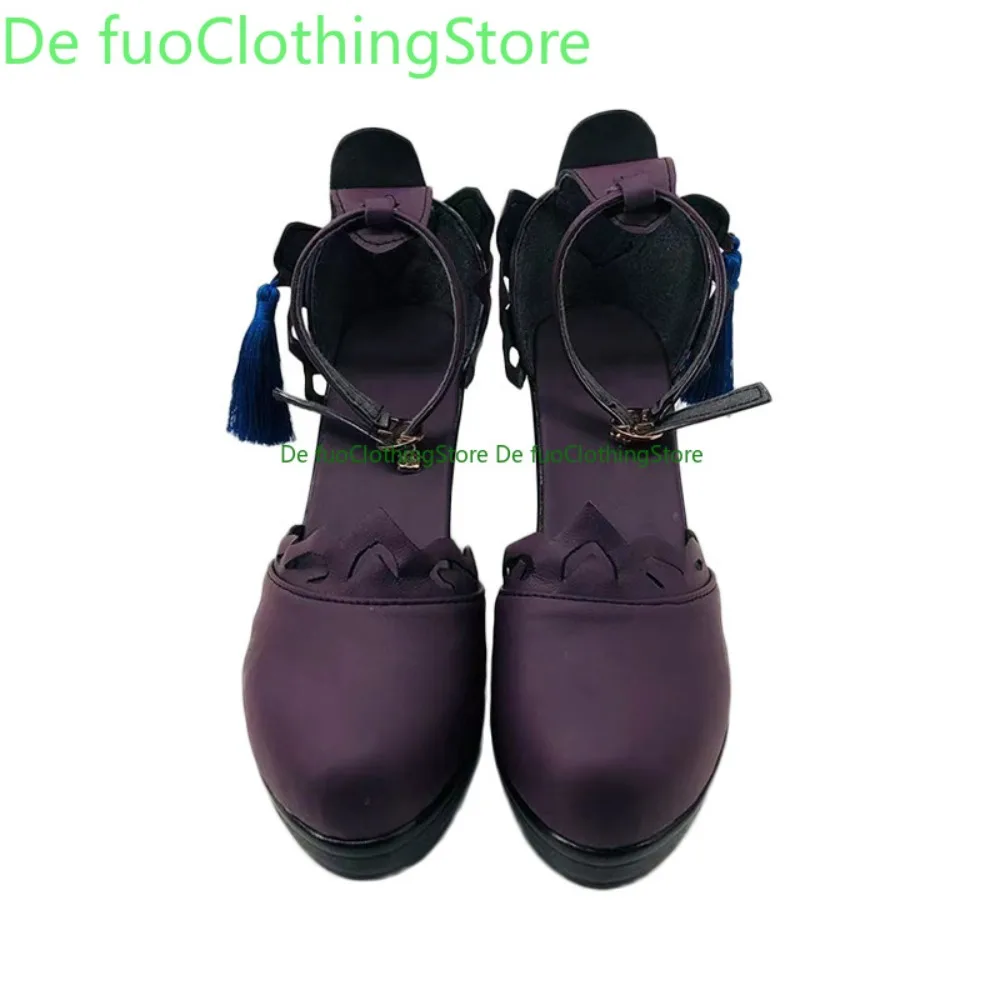DefuoClothing Genshin Impact Keqing Cosplay Shoes Anime Boots Anime Game Role-playing Shoes And Boots Halloween Party