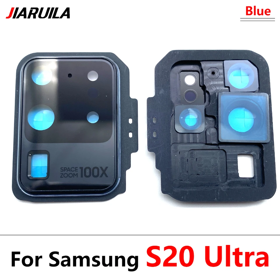 Nuevo vidrio de cámara trasera con marco para Samsung S20 Ultra, S20 FE, S20 Plus, S20, pieza de repuesto 6