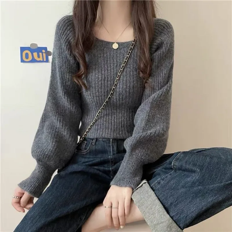 

Autumn and Winter Korean Gentle Sweater Design Long sleeved Knitwear O Neck Women Loose Versatile Pullover Sweater Female Tops