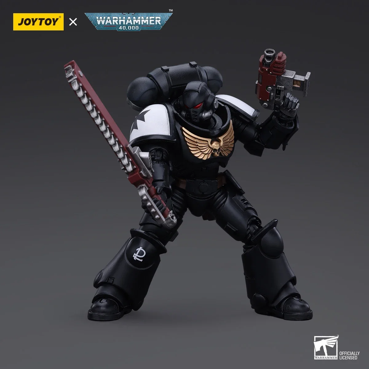 JOYTOY 1/18 Figurka akcji Warhammer 40K Space Marines Black Templars Outriders Figurka Brother Valtus Joints Ruchomy model anime