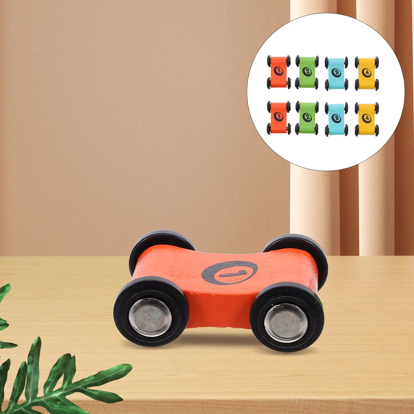 

8Pcs Wooden Race Track Car Set for Kids Smooth Hand-Finished Surface Safe Non-Toxic Bright Colors Learning Play Activity