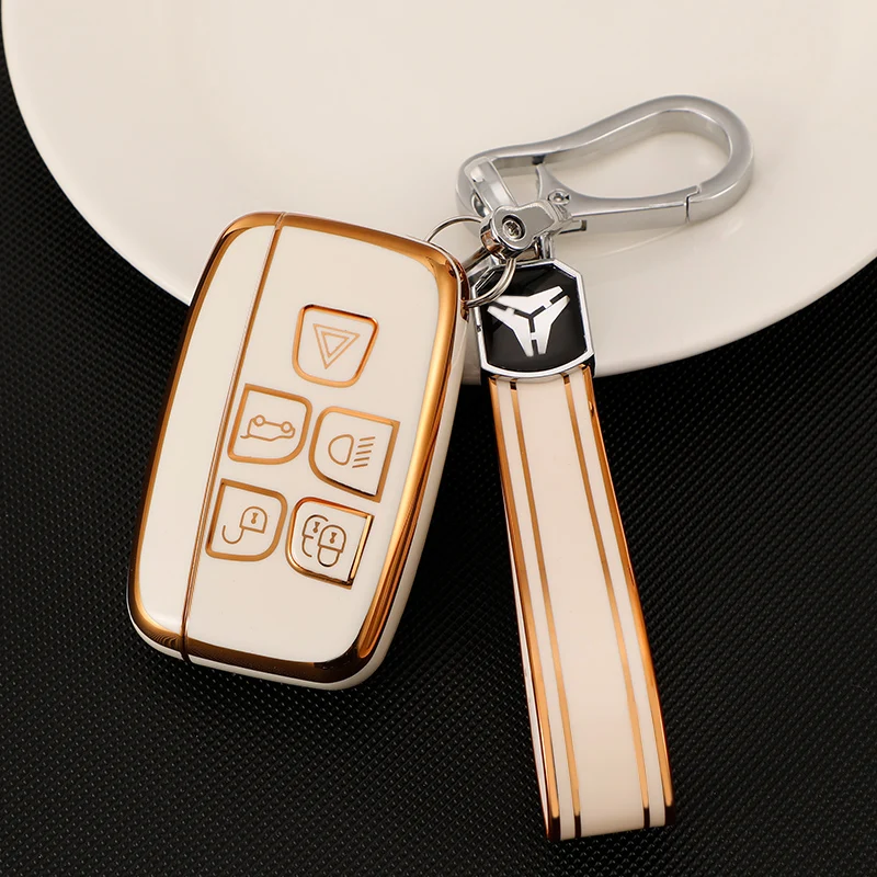 For Land Rover Range Rover Sport Evoque Freelander Velar Discovery 4 Jaguar XE XJ XF Guitar TPU Car Remote Key Case Cover Shell