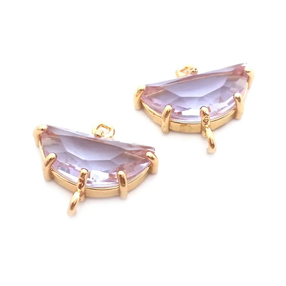14x16.5MM 11x10MM 18K 골드 컬러 황동과 유리 2 구멍 문 연결 매력 펜던트 Diy 쥬얼리 액세서리 만들기