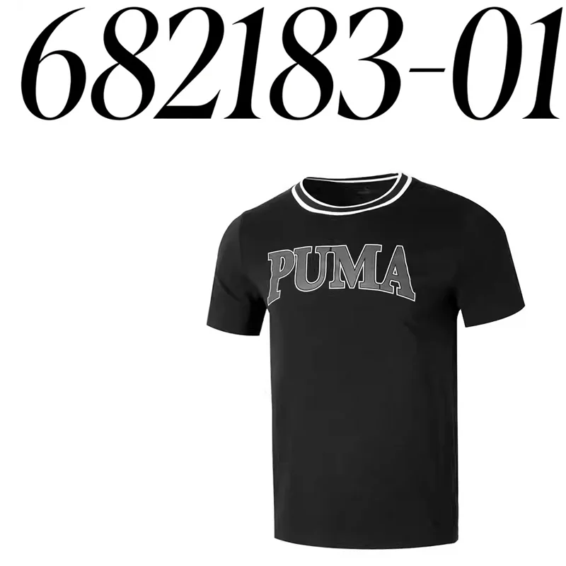 

Puma Mens T Shirt Contrast Ribbed Neck Letter Print Casual Black Tee 682183-01