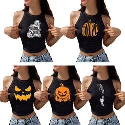 Zawaland Black Tank Top Vrouwen Kleding Mode Print Vakantie Feest Shirt Kostuums Dames Elastische Streetwear Meisje Vest Tops