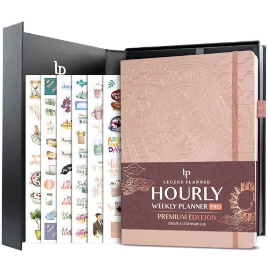 

Legend Hourly Planner PRO Premium Undated Schedule Planner with Time Slots Weekly, Monthly and Daily Personal Organizer, A4