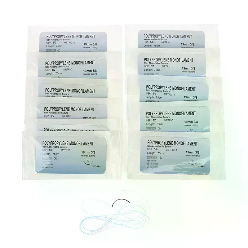12pcs 75cm 2/0 3/0 4/0 5/0  Needle Suture Nylon Polyester Thread Practice Kit Teaching Demonstrations Exercises