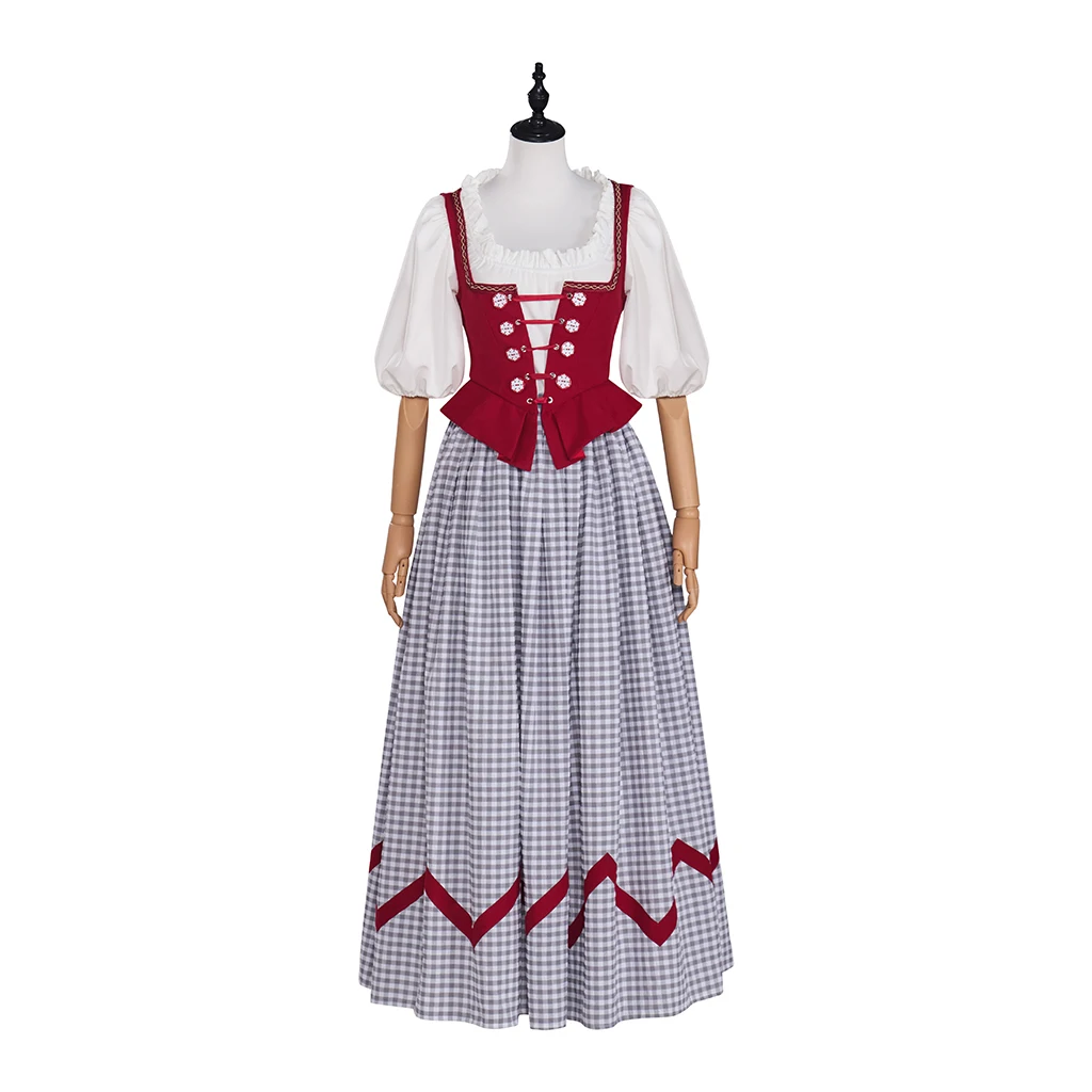 Falda a cuadros de Catherine Earnshaw, hecha a medida, para disfraz de mujer, vestido escocés a cuadros, traje de falda y corpiño rojo de estilo medievales de las Highlands.