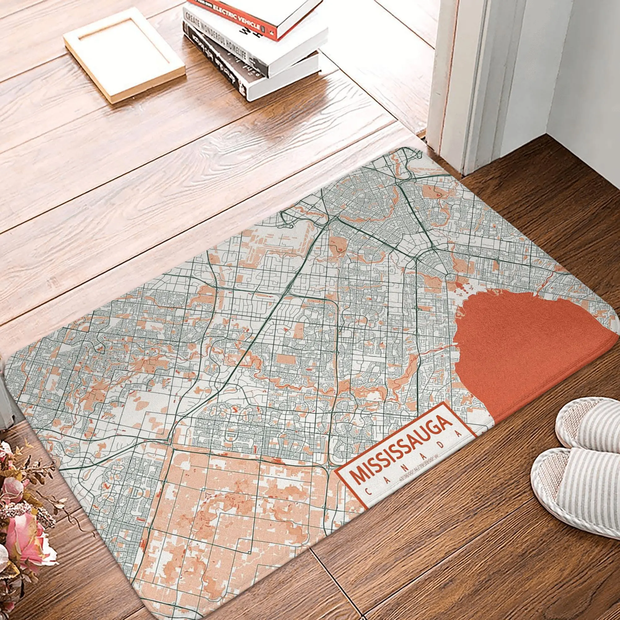 

Mississauga City Map of Ontario, Canada Bohemian Anti-slip Doormat Floor Mat for Kitchen Entrance Home Bathroom Footpad Mats