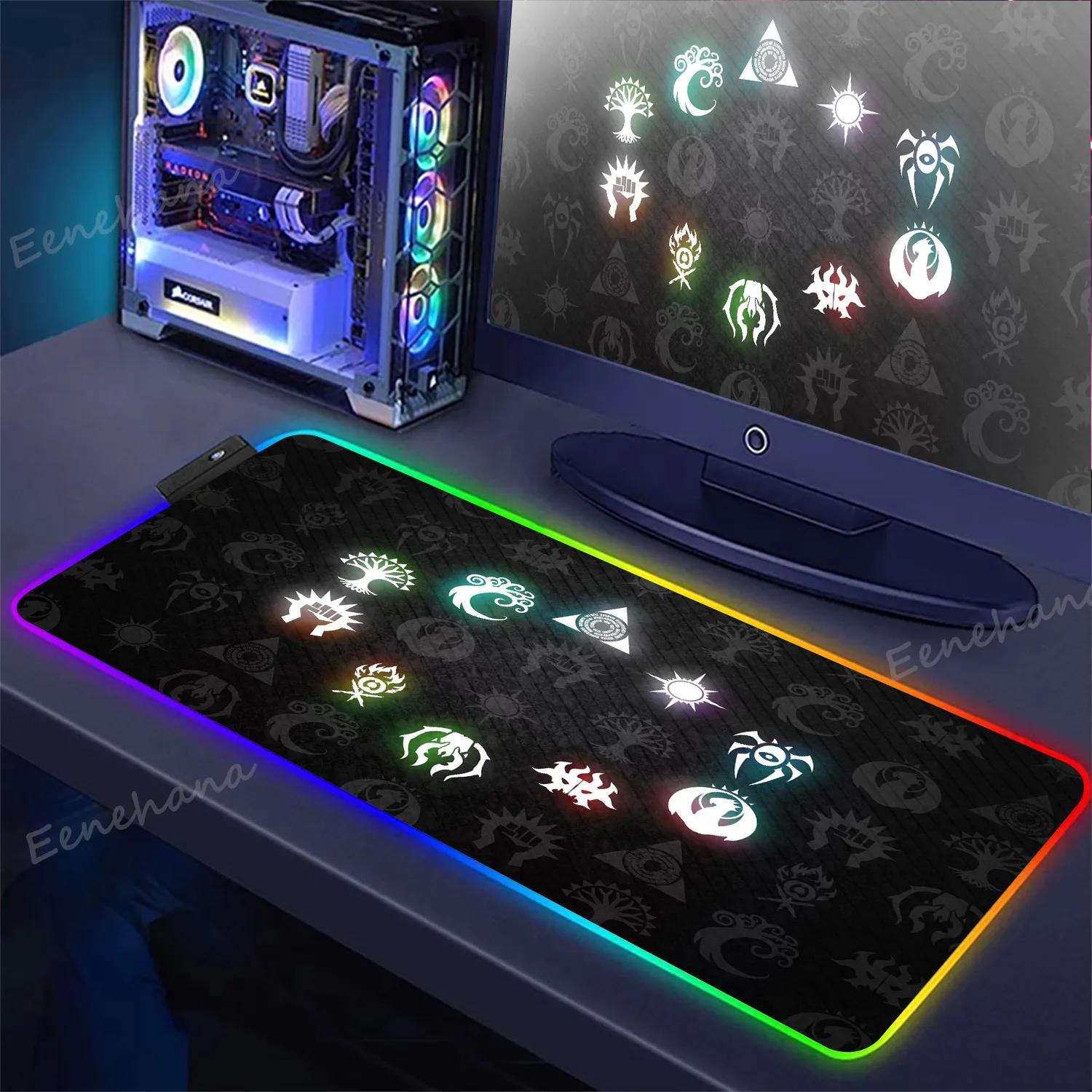 

RGB Mouse Pad M-Magic The Gathering 400x900 Games Desk Mat Computer Desks Rubber Mousepad Keyboard Non-slip Rug LED Backlight