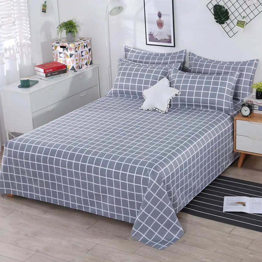 3pcs/Set Home Textile Bed Sheet Set with Pillowcases Cotton Material Lovers Room Bedding Room Flat Sheet