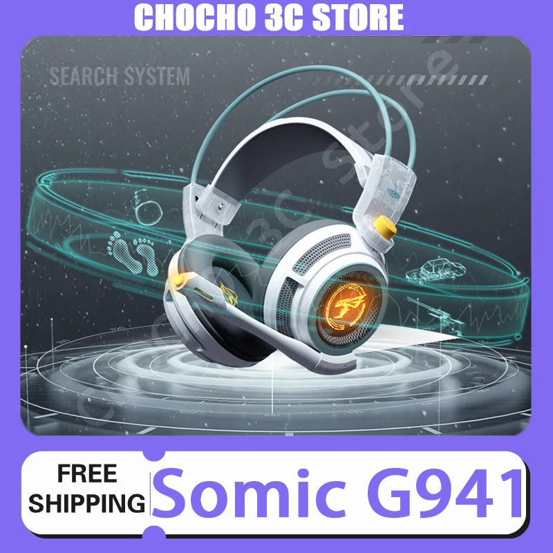 Somic G941 Gaming Headset USB Wired Sound Vibration With Mic Amplify Sound Headphones Led Light For Ps5 Ps4 Pc Computer Earphone