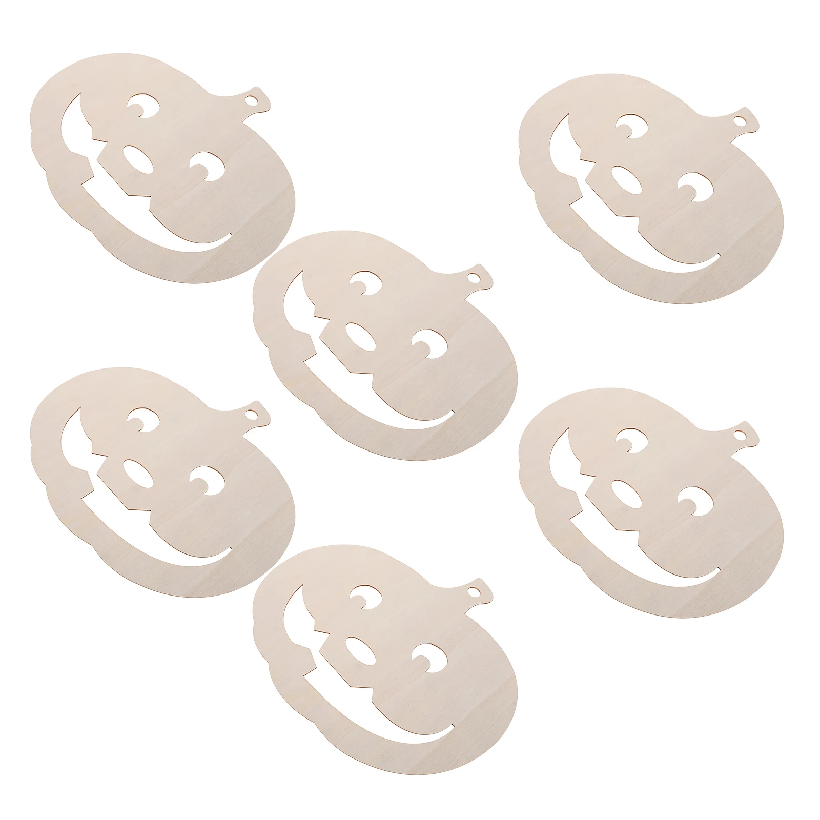 

6pcs Halloween Wooden Pumpkin Cutouts Fall Unfinished Slices Craft Decor Diy Paintable Autumn Thanksgiving Beige Wood