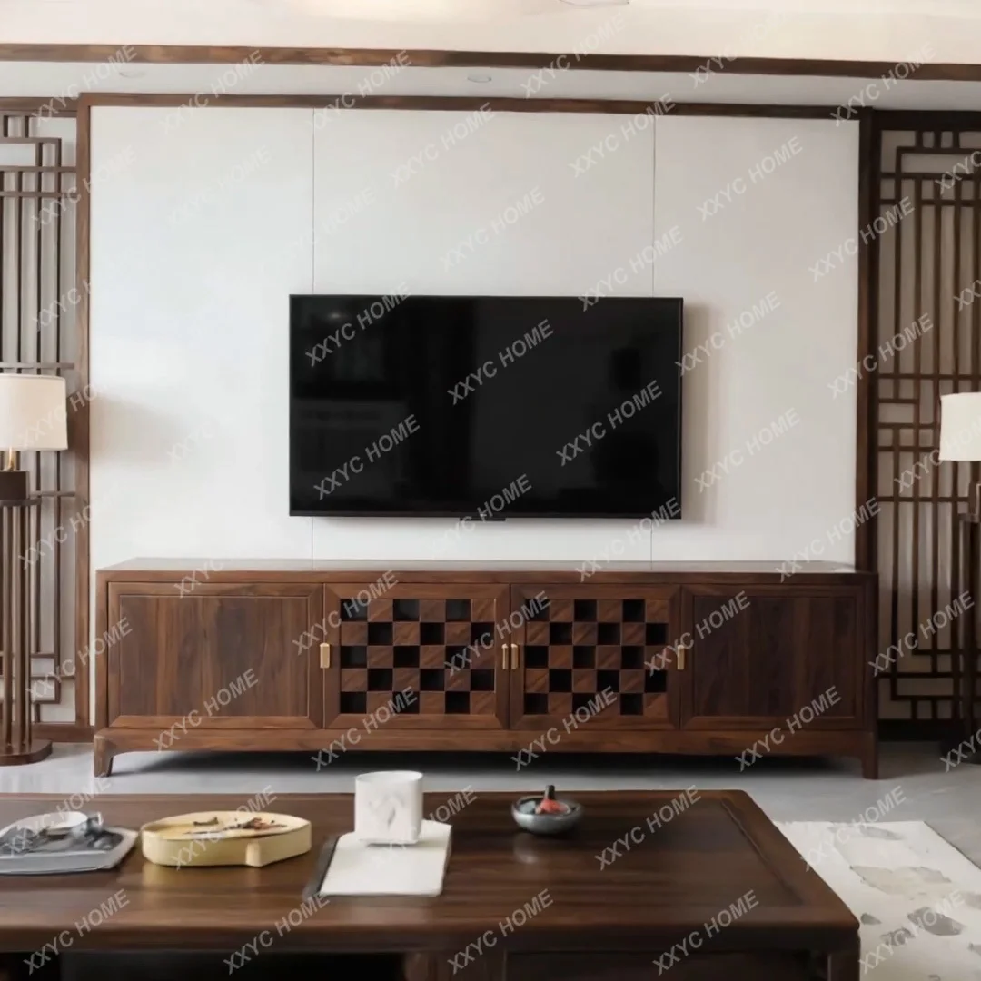 

Lblack walnut TV cabinet modern simple floor storage
