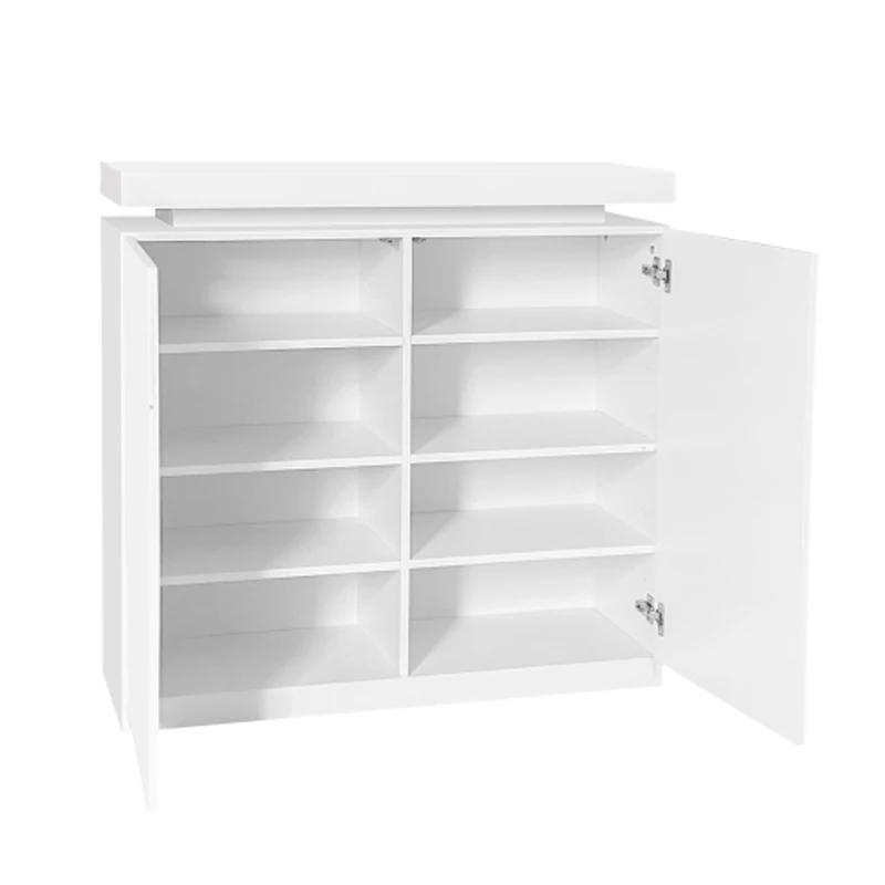 

Large Spaces Shoe Cabinet High Glossy White Color with Led Light have moveable Shelves