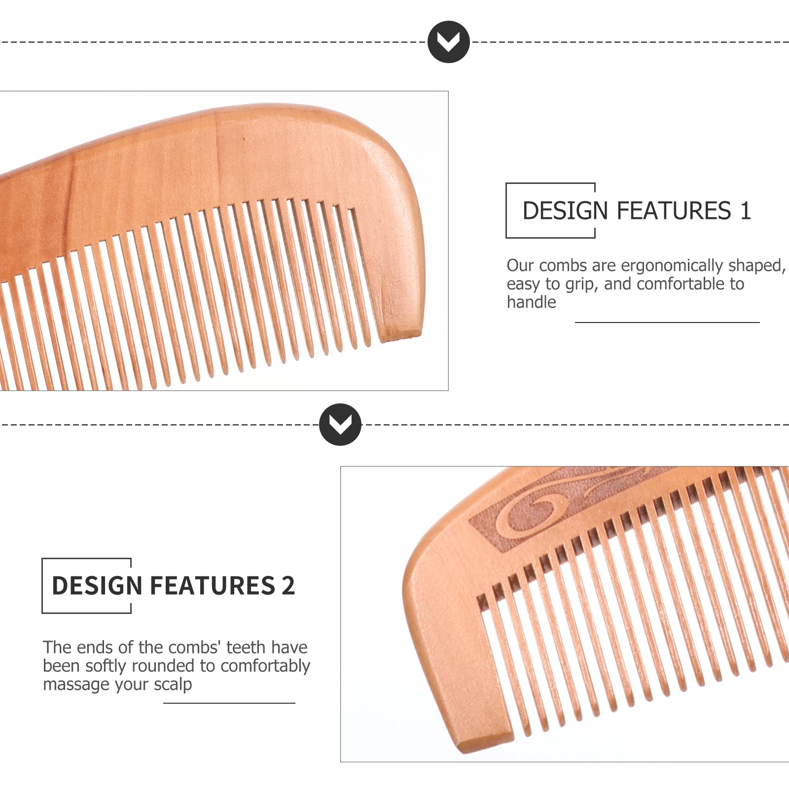 

4Pcs PeachWoodComb NaturalAroma PolishedTeeth RelieveTension ScalpMassager WideTooth CurlyHairAccessories FineTeeth WoodStyling