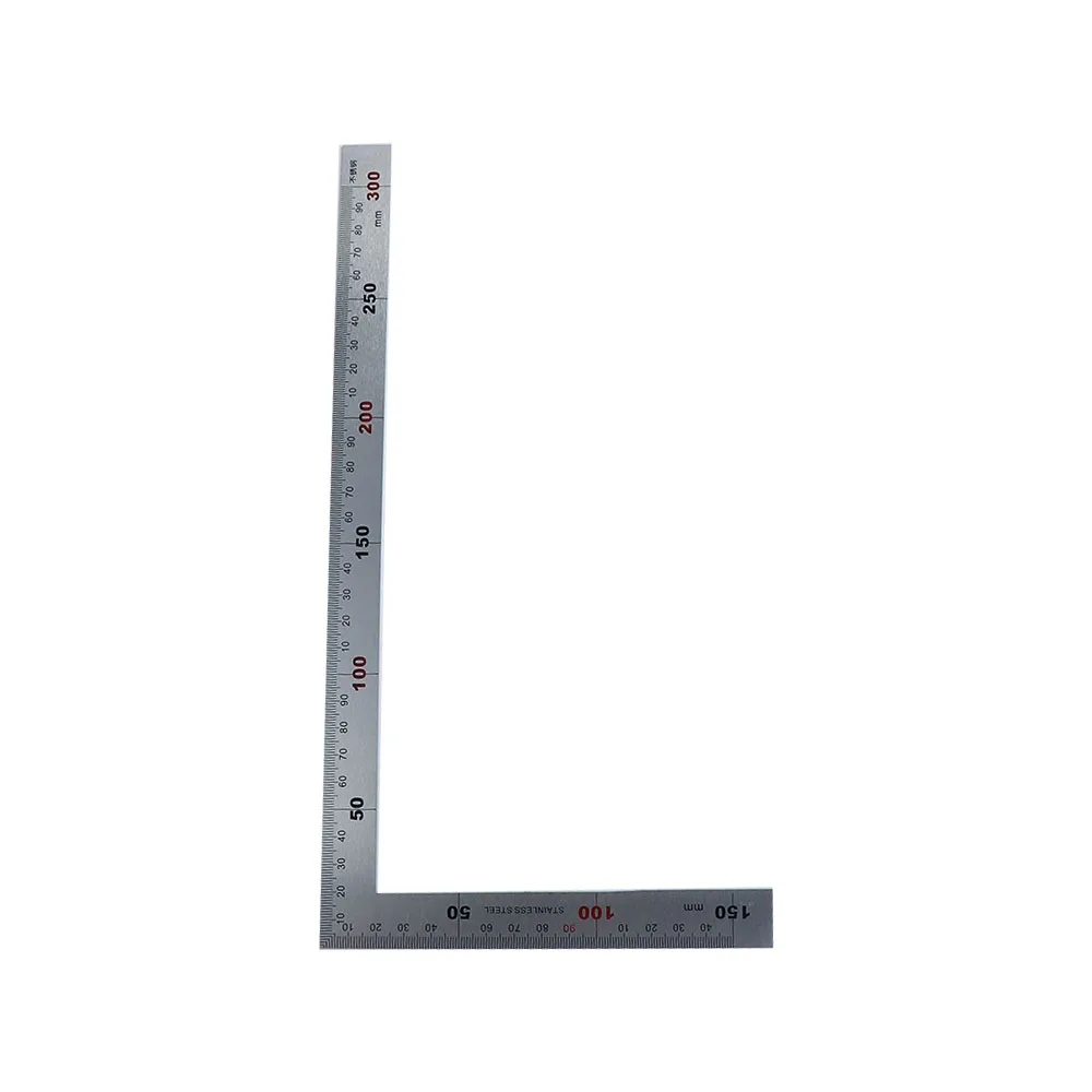 أدوات اللوازم المدرسية مزدوجة الجوانب معدن الفولاذ المقاوم للصدأ مسطرة مستقيمة 90 زاوية حاكم 90 درجة حاكم L شكل حاكم