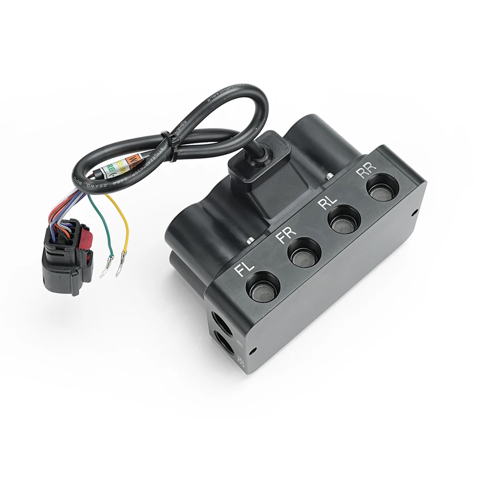 Air Suspension Valve Manifold 4 Corner Air Ride Solenoid Valve Block Wireless Remote Controller 12V 1/4 3/8 NPT Air Bag