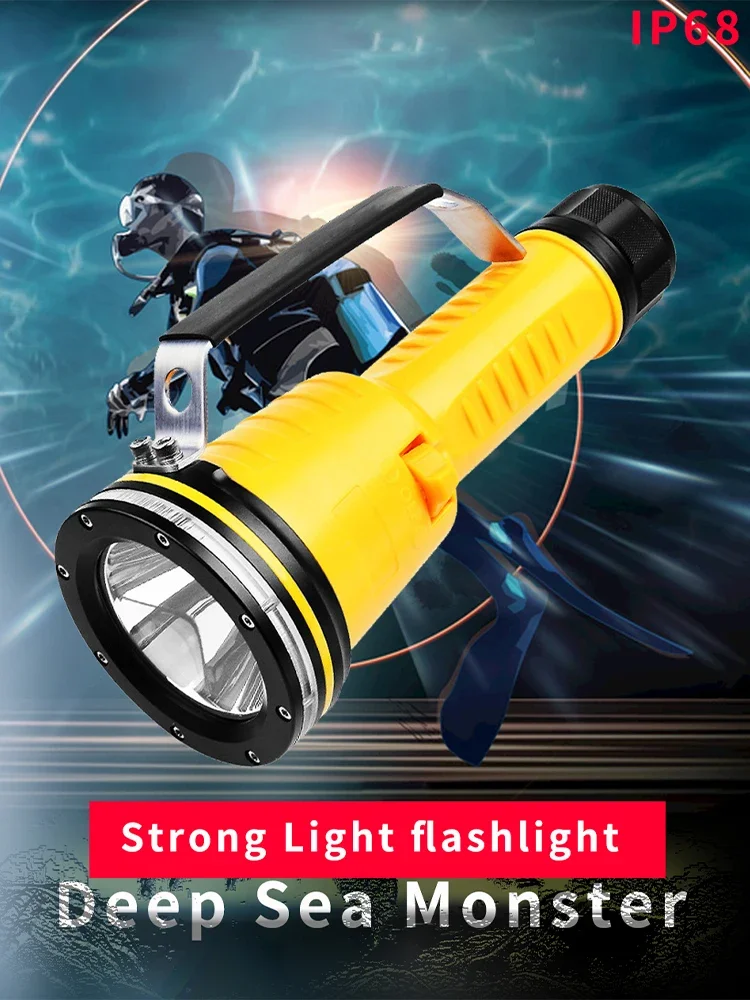 High Power LED Flashlight Outdoor Diving Portable Underwater Searchlight Aluminum Alloy Body Rechargeable