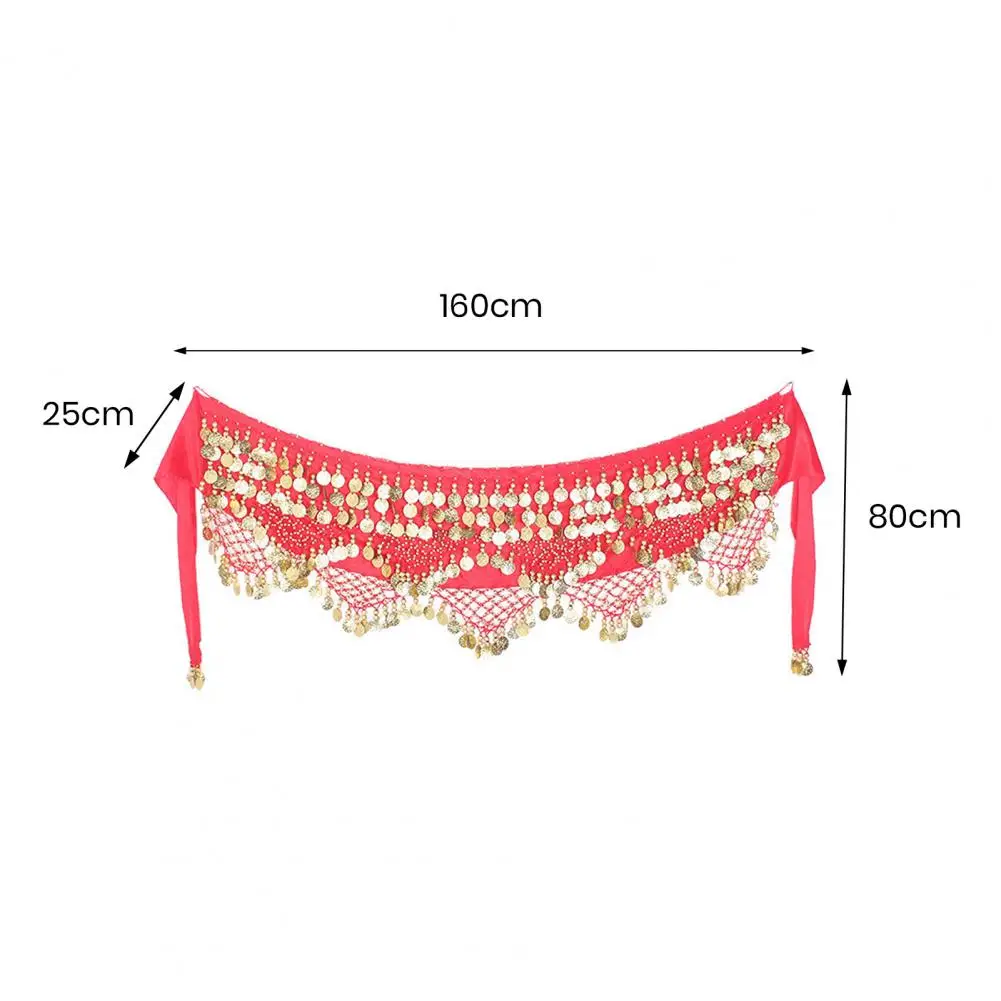 Women Belly Chain Elegant Belly Dance Waist Chain with Coin Lace-up Hip Scarf Lightweight Women Dancing Belt Dancer\'s for A