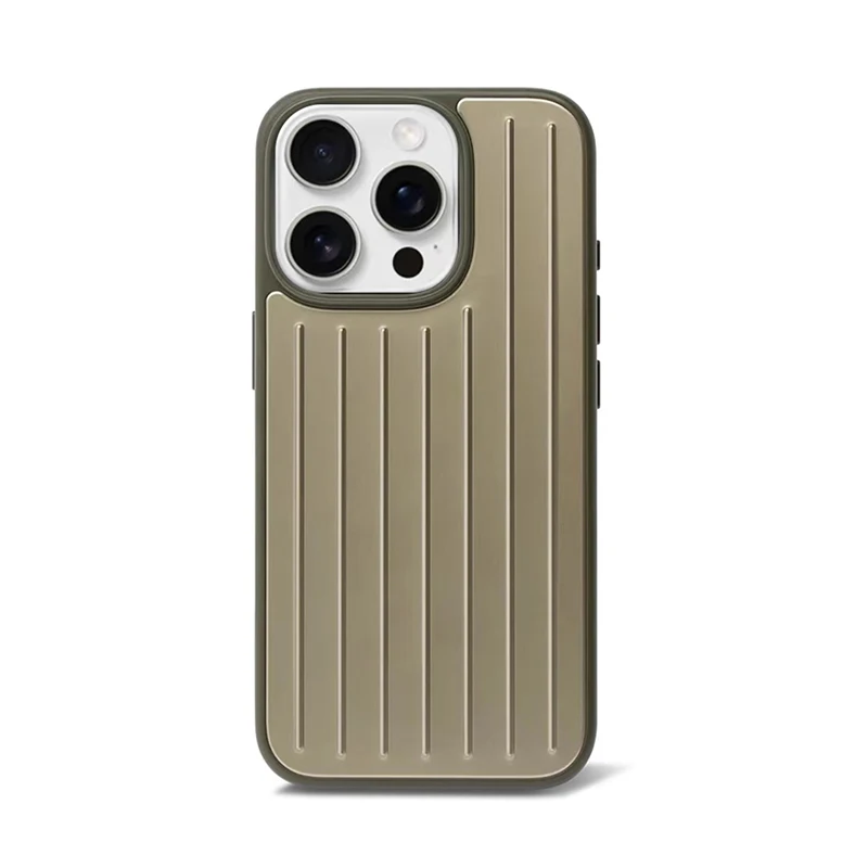 Funda de equipaje elegante de aleación de aluminio y magnesio simple de lujo para teléfono móvil 16pro 16promax 15promax 15pro titanio dorado