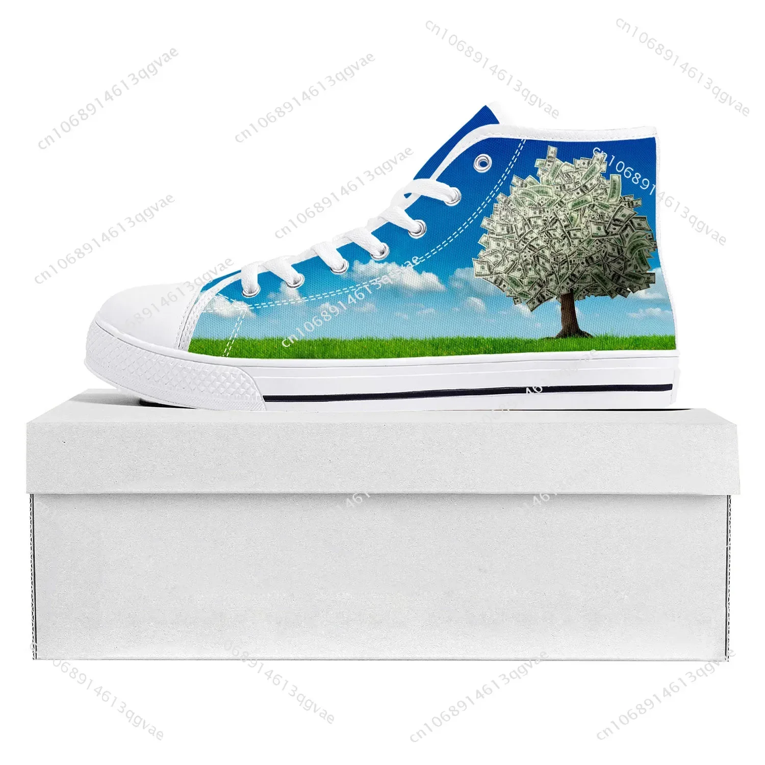 Dollar Green Tree High Top High Quality Sneakers Mens Womens Teenager Canvas Sneaker Casual Couple Shoes Custom Made Shoe White