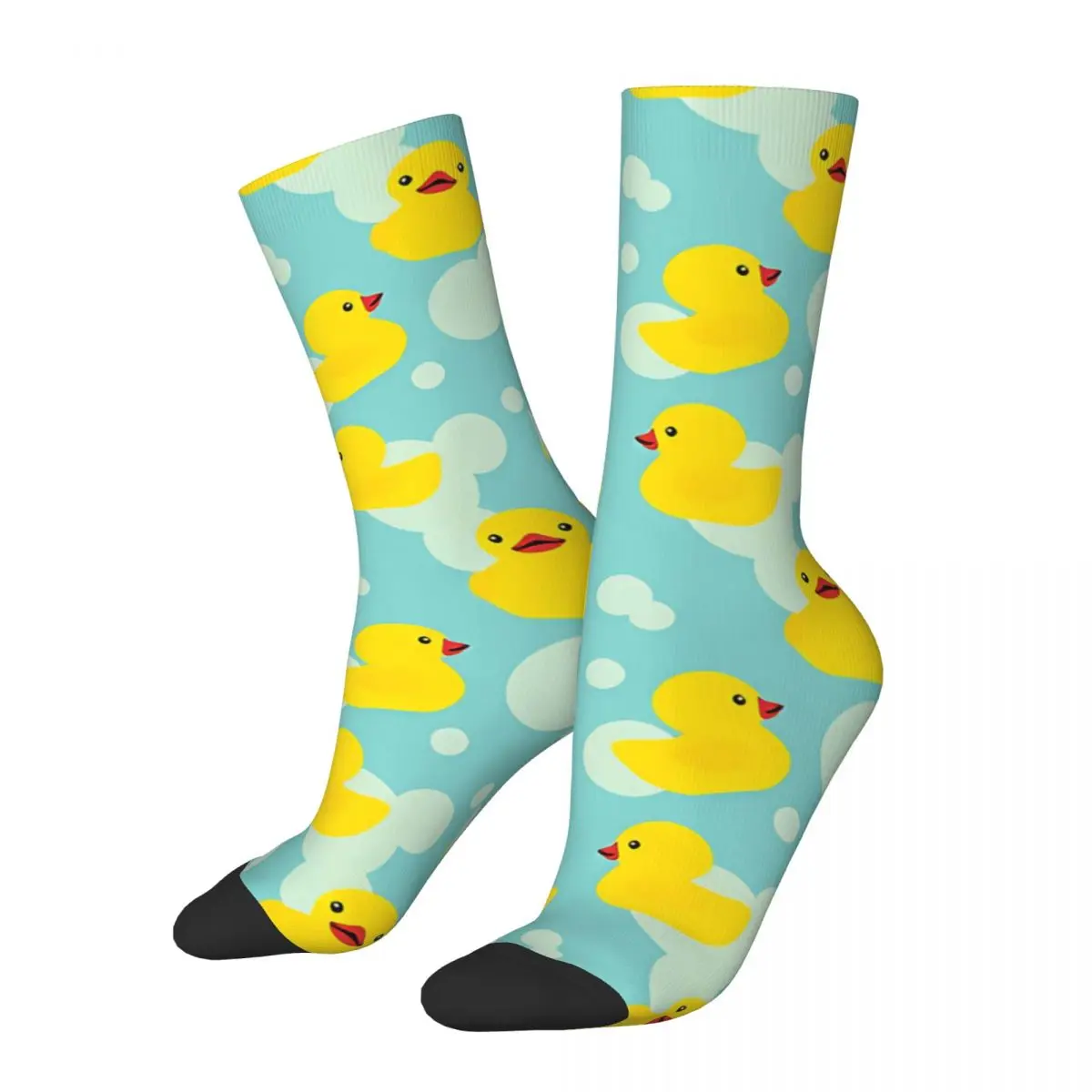 

Funny Crazy Sock for Men Baby Shower Yellow Bathtime Hip Hop Rubber Duck Quality Pattern Printed Crew Sock Novelty Gift