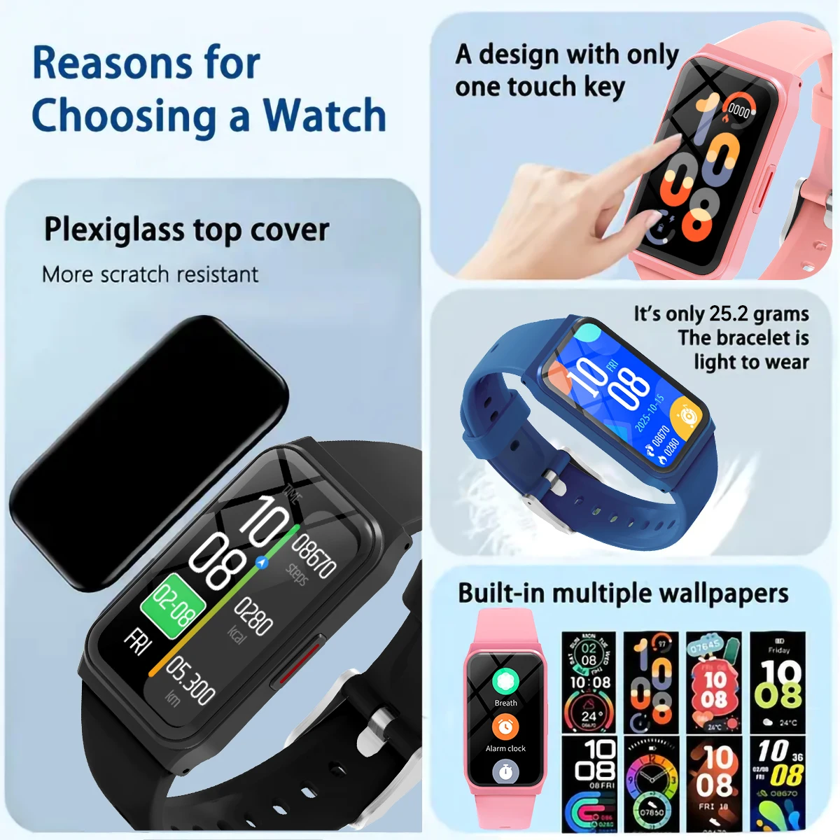 2026 New Sport Smartwatch BT Call Message Alerts Music Control Fitness Tracker Step Count Record for Android/IOS for Men Women