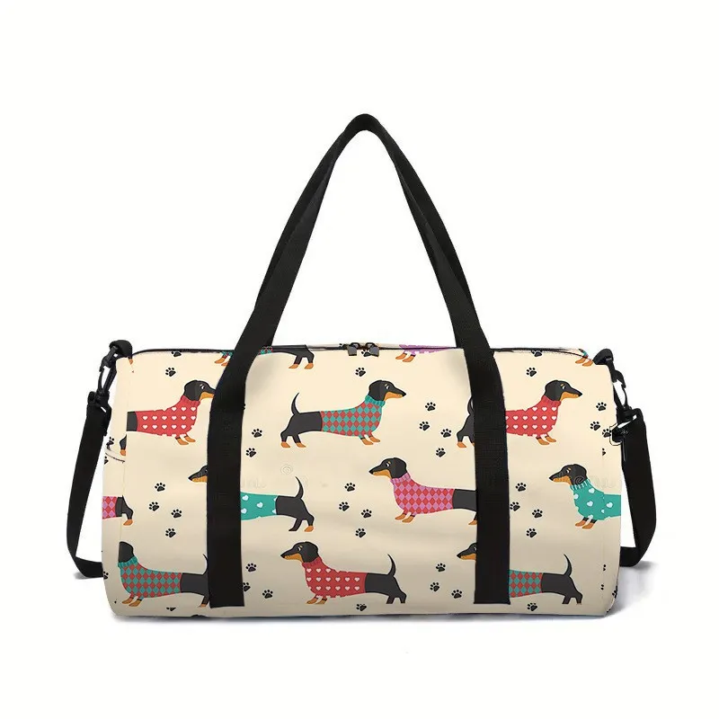 

Luxury ethnic style animal flower Print Large Capacity Travel Bags Barrel Shape Crossbody Bag Outdoor Sports Bags Gym Yoga Bag