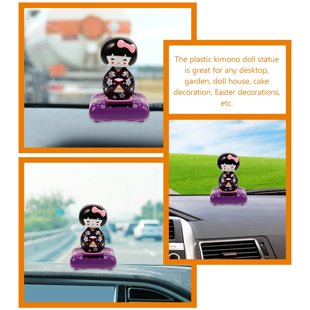 

2 Pcs Car Accessories Toy Ornaments Key Chain Japanese Kimono Sculpture Dancing Figurine Solar Panels Baby