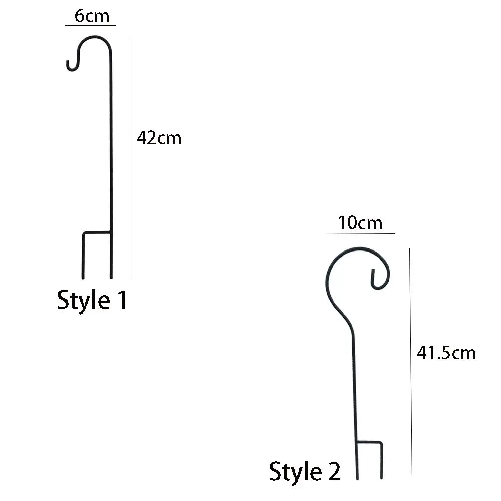 2pcs Durable Metal Shepherd Hook Rust Proof Waterproof Ground Insertion Rod Hanging Multi-purpose Iron Bracket Scene Layout