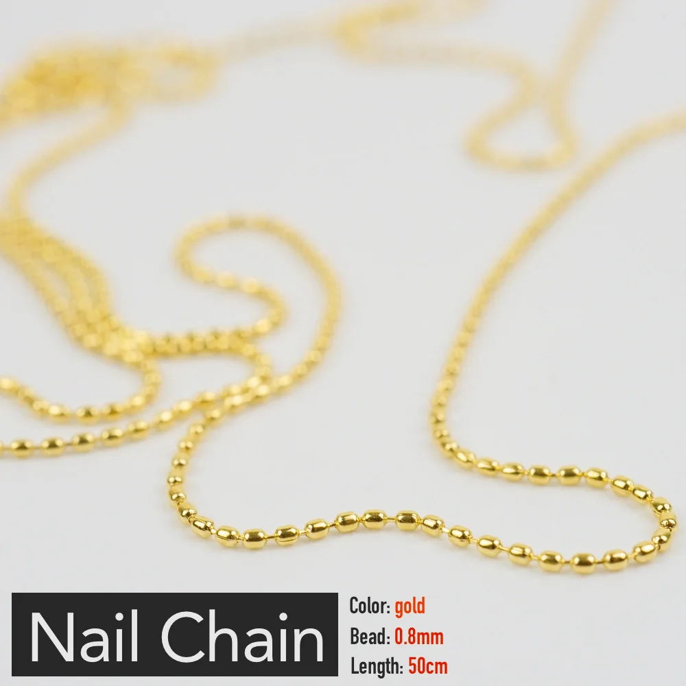 Nail Chain Bead Charms 0.8mm/1.0mm Rose Gold Silver Pixie Stone Decorations Accessory Metal Nail DIY Art Parts Rhinestones