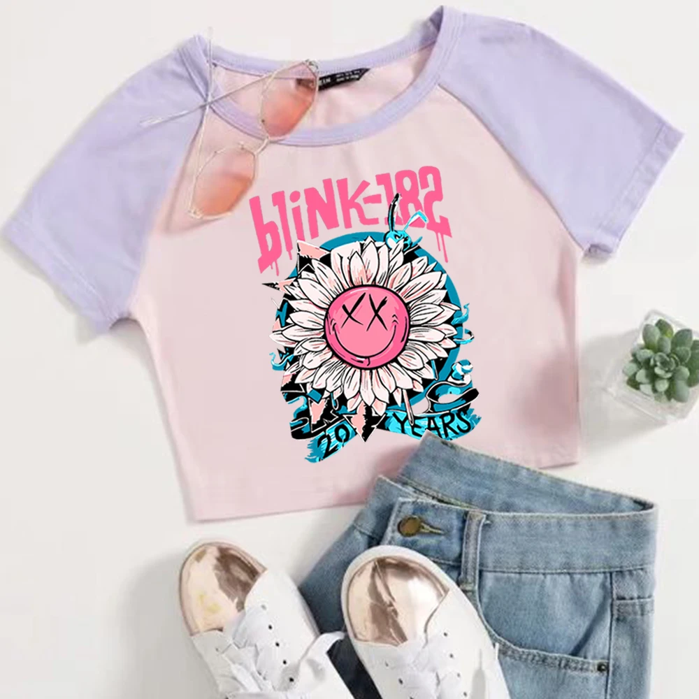 Blink 182 Crop top 20 anni Tour Crop top regalo per Blink 182 Fan Blink 182 Merch o-collo maniche corte Crop top