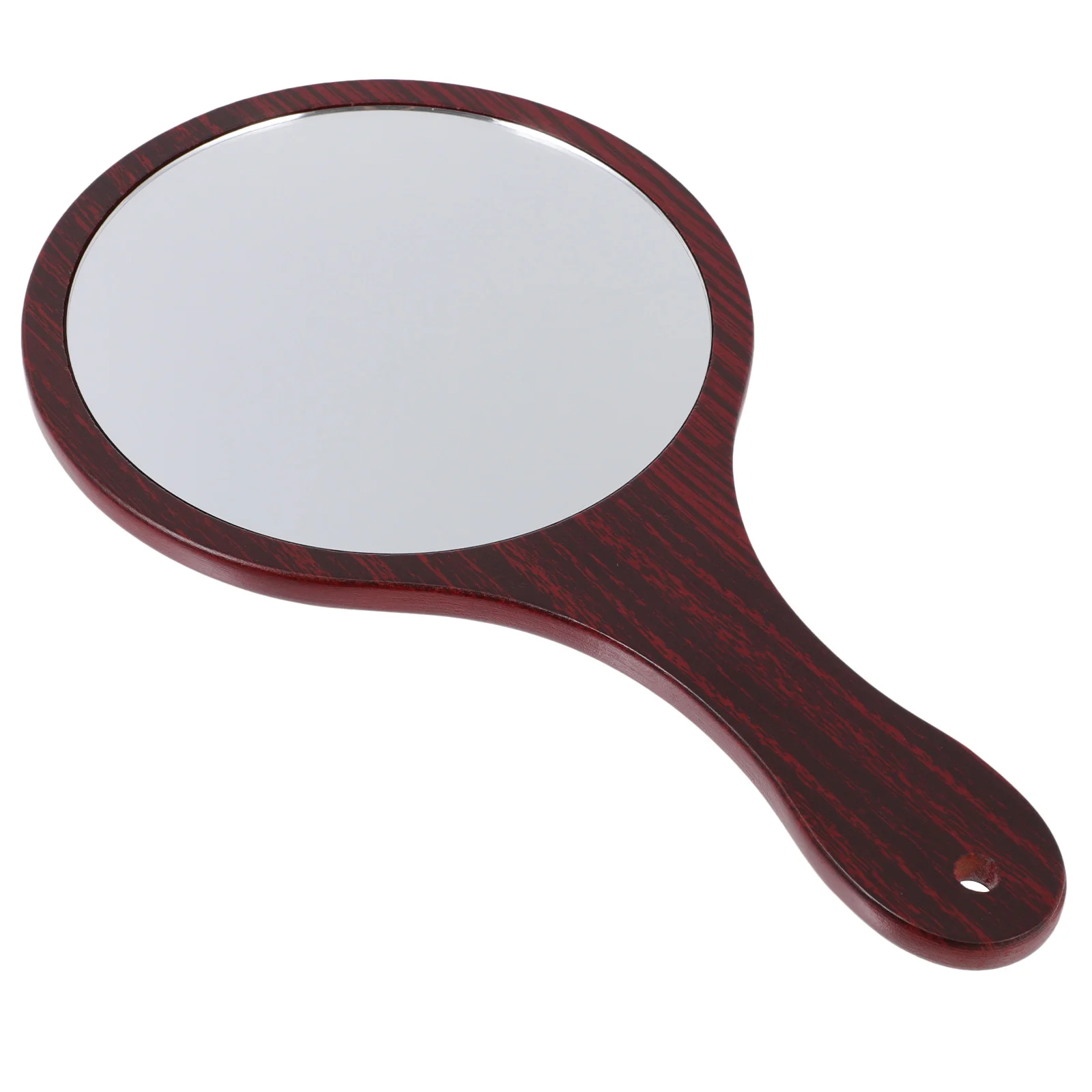 

Wooden Handle Vanity Mirror Creative Travel Women Handheld Simple Makeup Retro