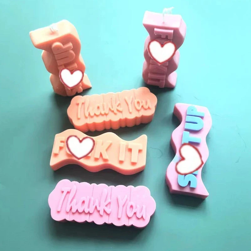 Squiggle فريد يلوحون شكل الأبجدية شمع الصويا شمعة قالب من السيليكون مستطيل موجة شعار رسالة شمعة قوالب ديكور المنزل