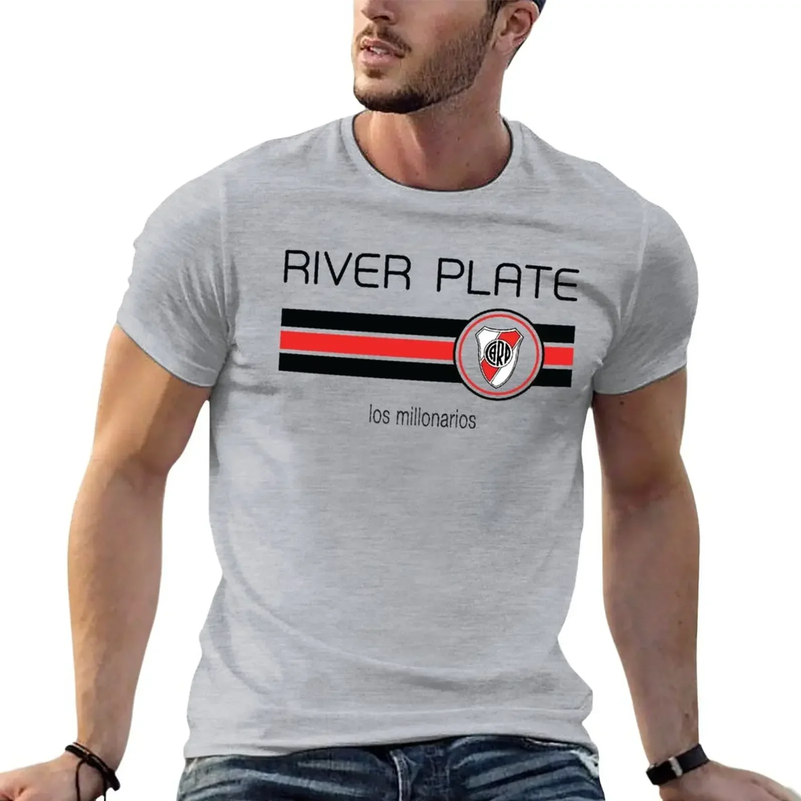 quick drying plus size tops mens t shirts pack Superliga - River Plate (Home White) T-Shirt  harajuku  oversized t shirt