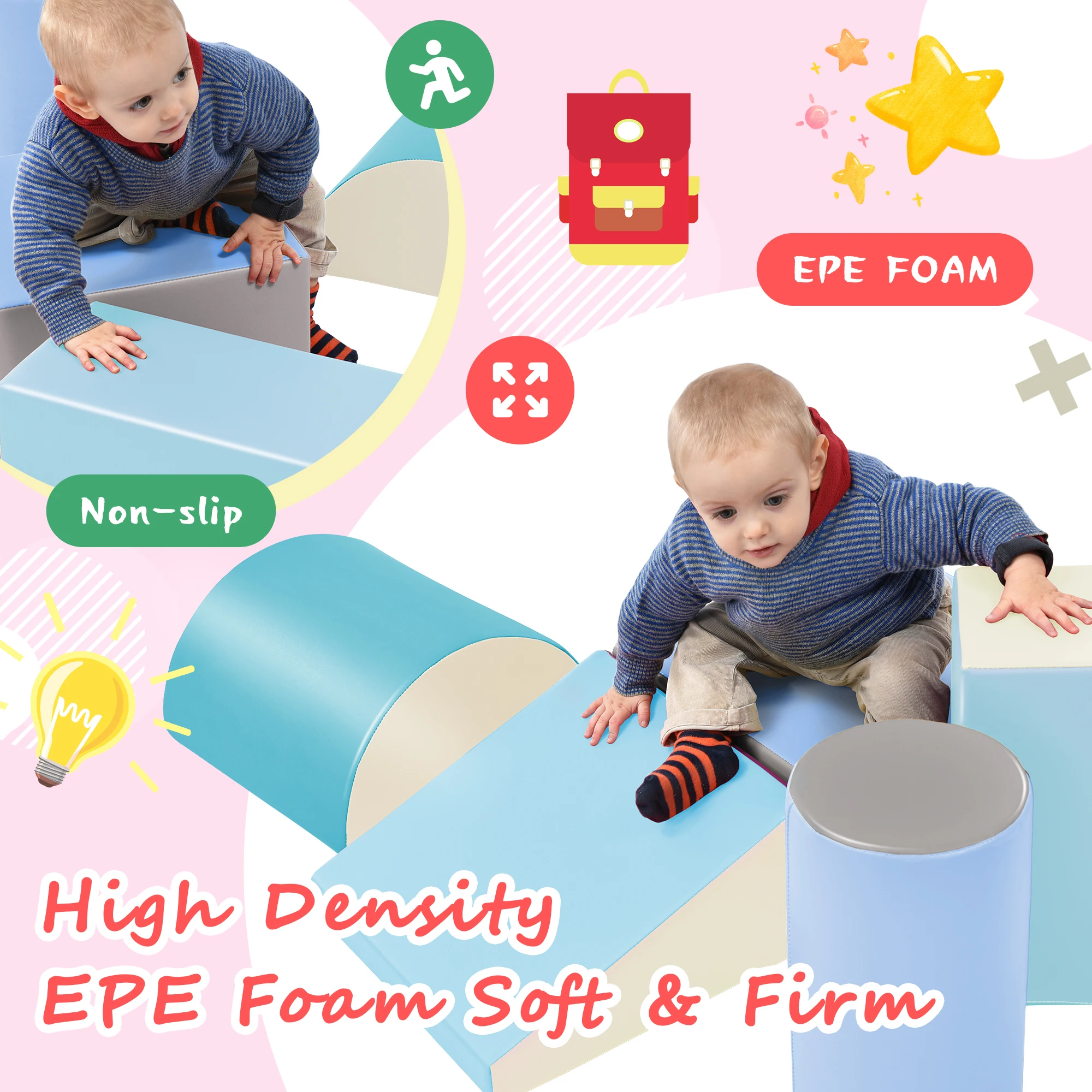 Soft Foam Playset For Toddlers Indoor Active Playset For Climbing Crawling Sliding Building Blocks For Preschoolers Kids