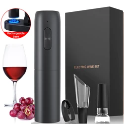 Electric Wine Bottle Opener Kit Automatic Red Wine Corkscrew Rechargeable Wine Opener with Charging Base Wine Tools Kitchen Set