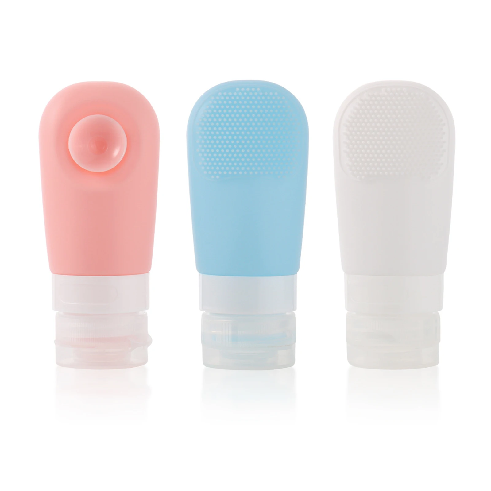 Frascos Dosadores de Silicone com Ventosa (60ml), Frascos Flexíveis com Design de Escova, Usados para Armazenar Shampoo e Loção