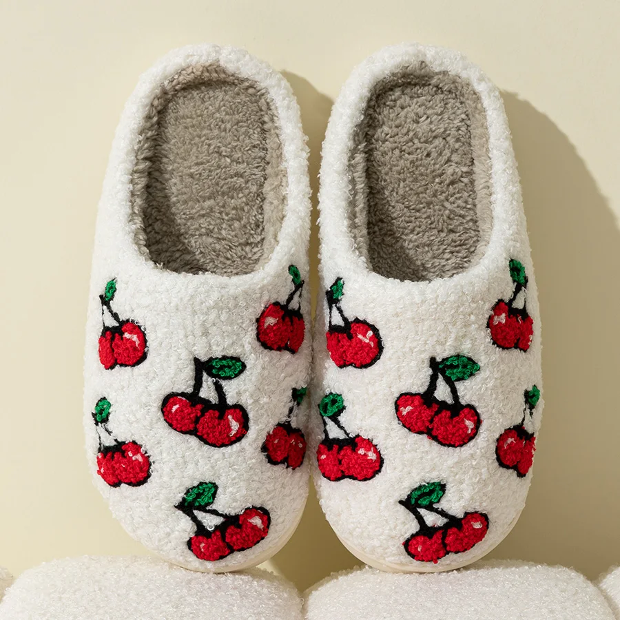 شبشب منزل دافئ مريح الكرز نمط الفتاة الشتاء لطيف الفاكهة غرفة نوم لينة الترفيه غامض النساء أحذية المنزل مثيرة للاهتمام #5