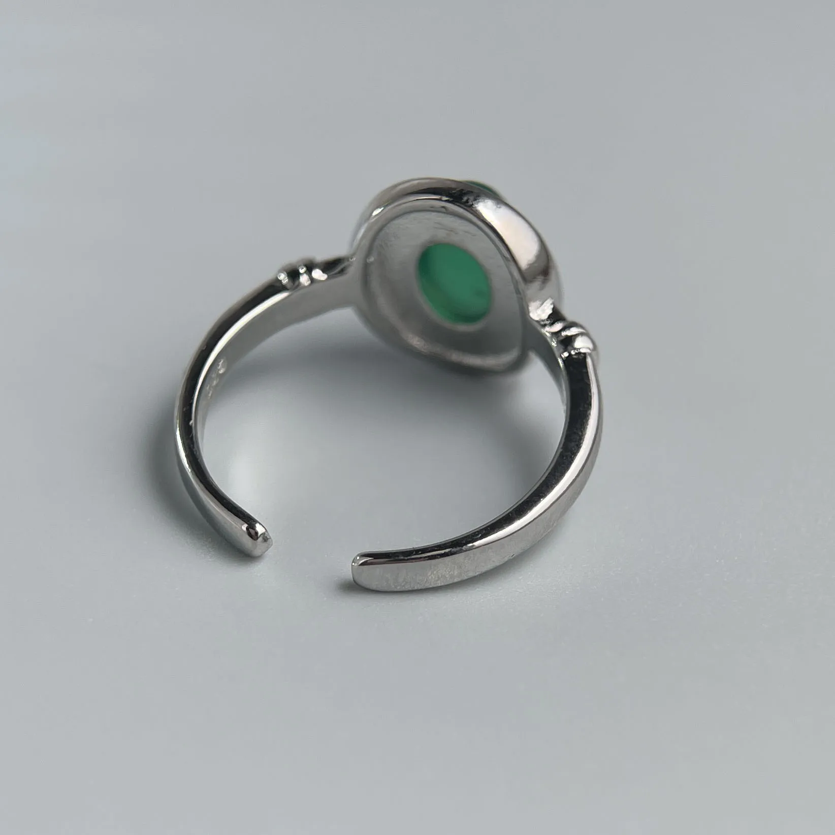 Women's 925 Sterling Silver Minimalist Green Stone Ring