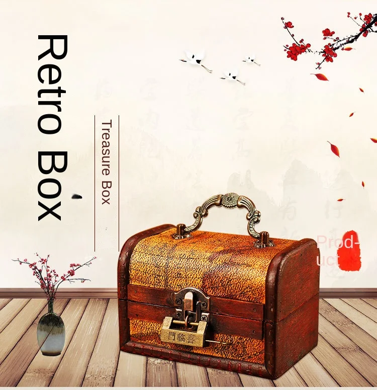 Hot-Selling Antique Retro Wooden Crystal Packaging Box with Green Stone - Yuan Datou Jewelry Storage Box
