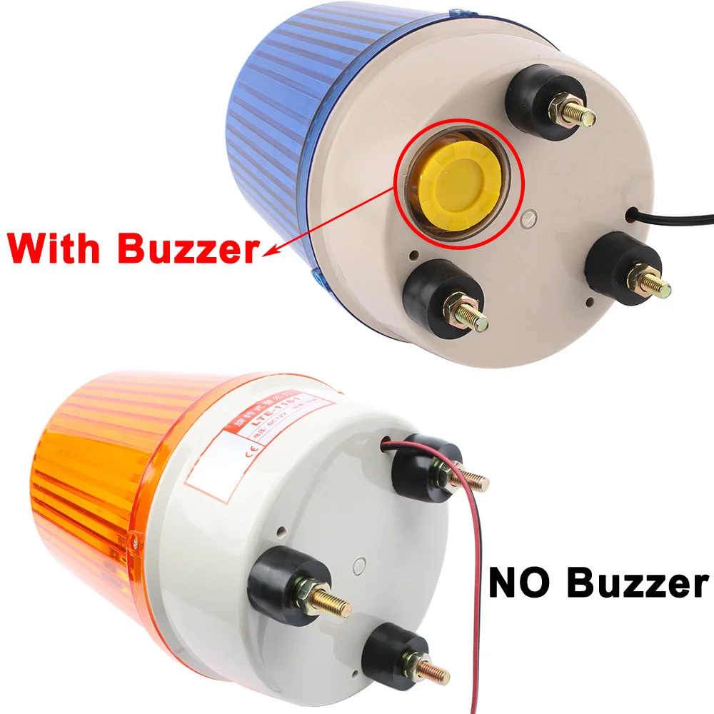 AC110V220V DC12V24V Rotating Revolving Audible Visual Warning Light indicator Signal Alarm Lamp Siren LTE-1161J Buzzer /No Sound