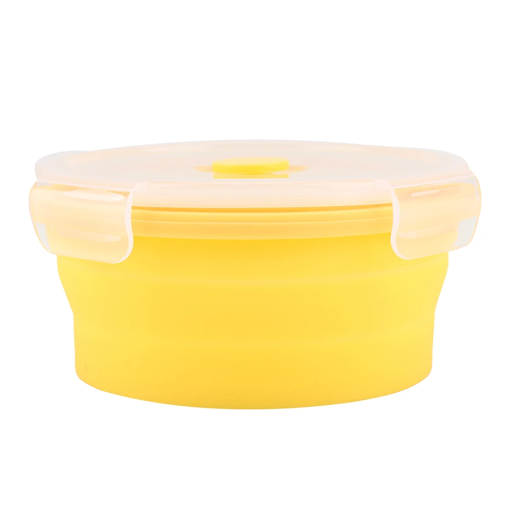 500ml Runde Silikon-Box Lebensmittelbehälter Lebensmittel-Aufbewahrungsbehälter Zusammenklappbare Lunchbox Mikrowellengeeigneter Lebensmittelbehälter
