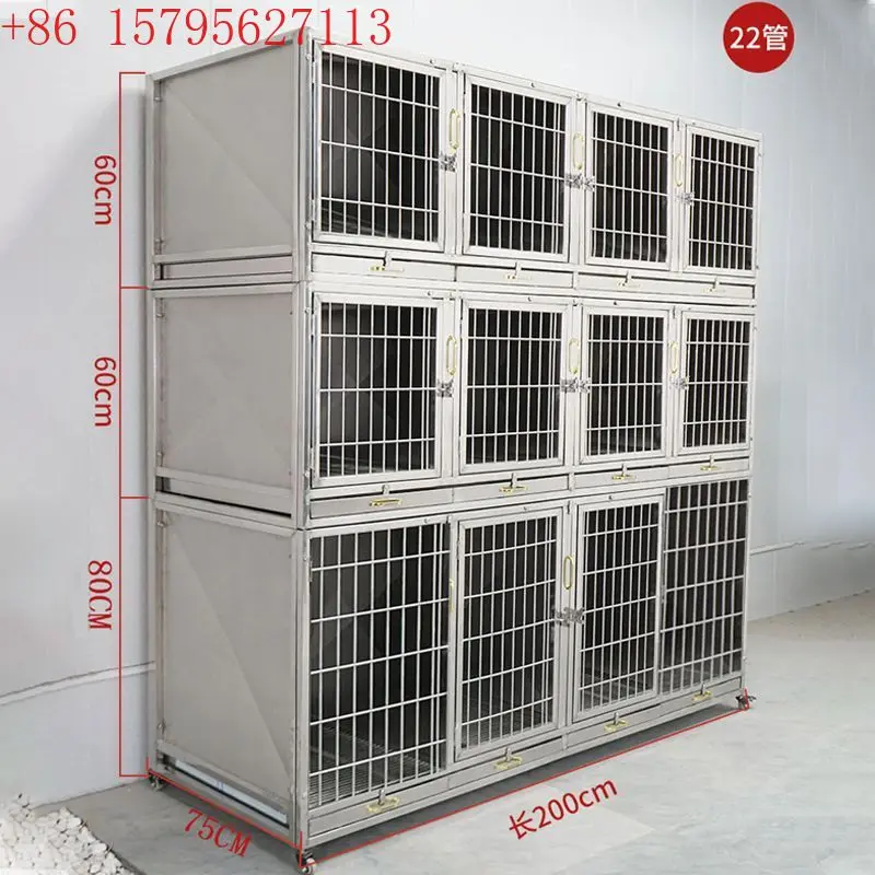 

Double Layer Stainless Steel Dog Cage, Small Dog Multi Layer Mother and Child Cage, Display Cabinet, Pet Supermarket, Hospital