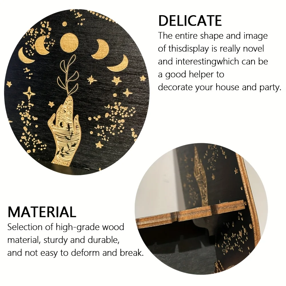 3Pcs Retro Rustic Wooden Wall Mounted Display Stands, Decorative Frames for Storing Crystals, Candles and Room Decoration