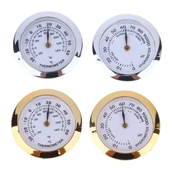 Cigar Box Juggling Moisture-proof Box Direct Pin Embedded 37mm Pointer Mini Gold Silver Thermometer Hygrometer