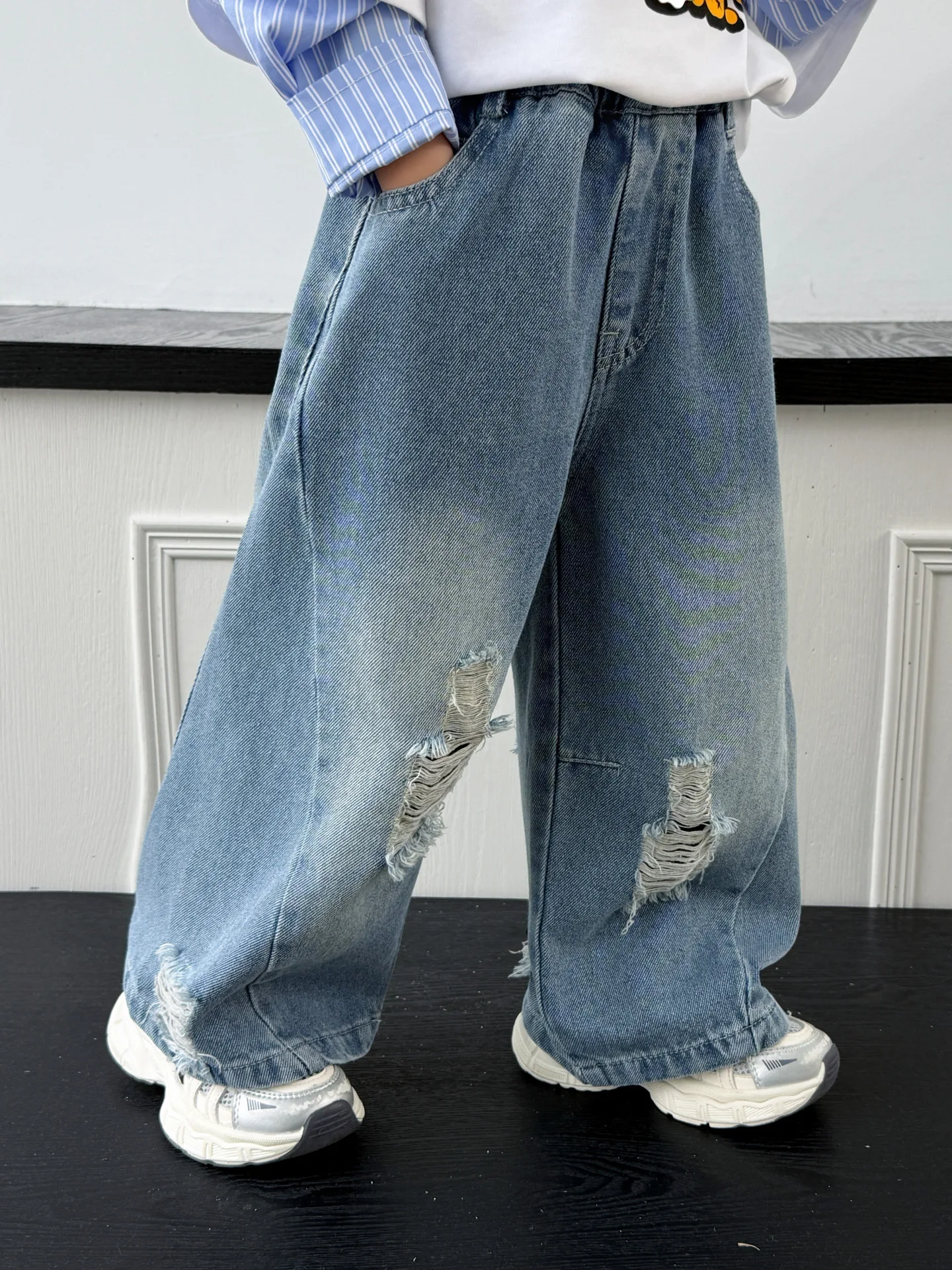 Spring Autumn Fashion street style Boys Jeans Kids Ripped Denim Pants Casual Boys Jeans Children Loose Trousers 2-11 Years