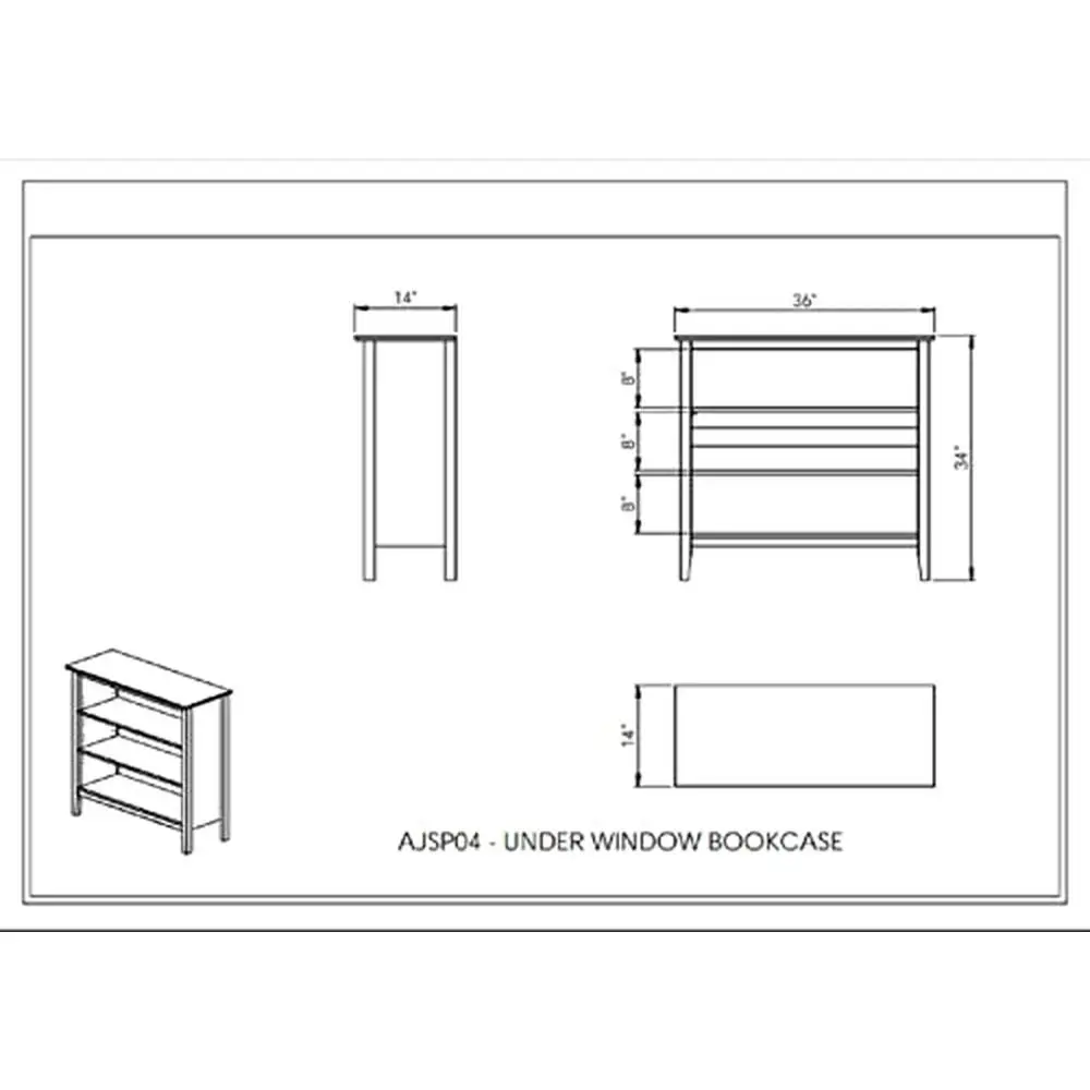 Bibliothèque enrichie réglable avec kit anti-basculement, solution de rangement pour chambre à coucher, style rustique, 3 étagères, 14 po x 36 po x 34 po H, CPSC