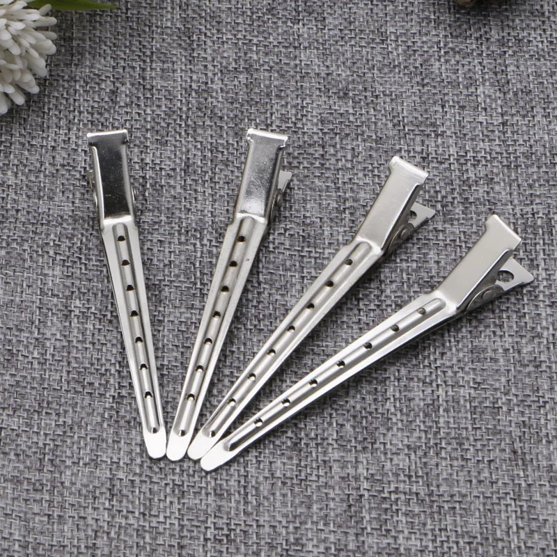 Y1UF New 10pcs Hair Clips Stainless Steel Hairdressing Duck Bill Clips